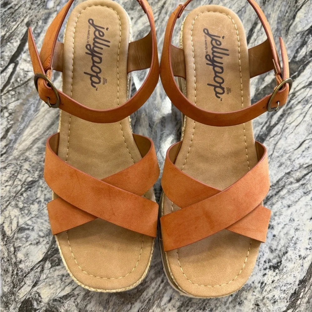 Jellypop Orange Wedge Sandals